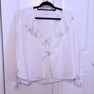 Aritzia Little Moon White Eyelet Lace Blouse